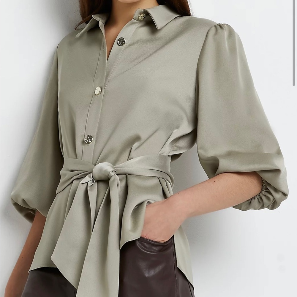 Khaki Tie Waisted Shirt